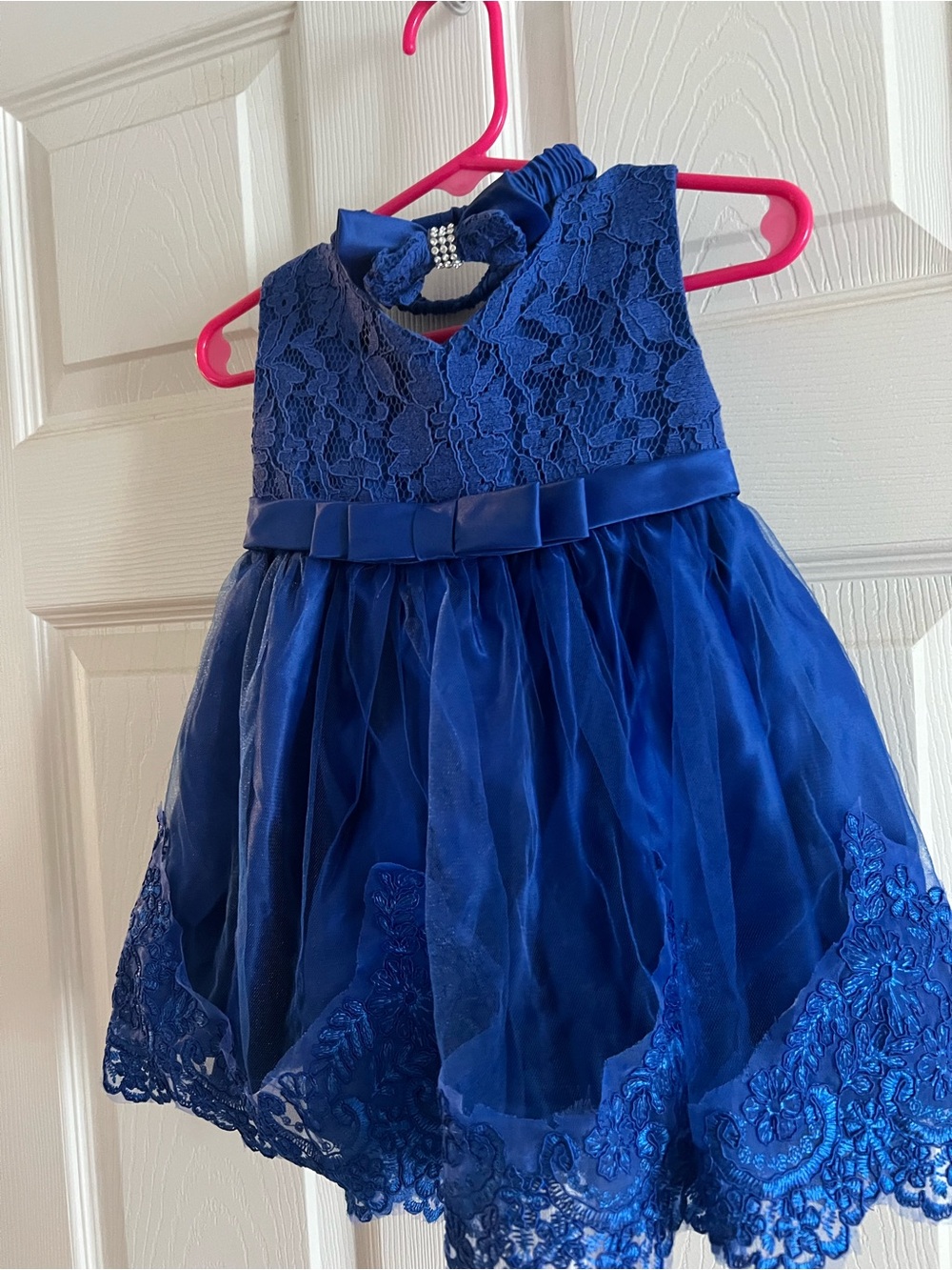Girls Royal Blue Lace & Tulle Party Dress